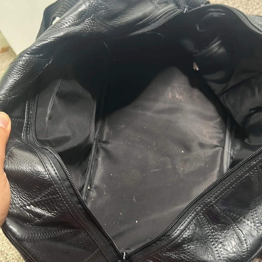 Black leather Bay Area celebrity/AM golf tournament bag